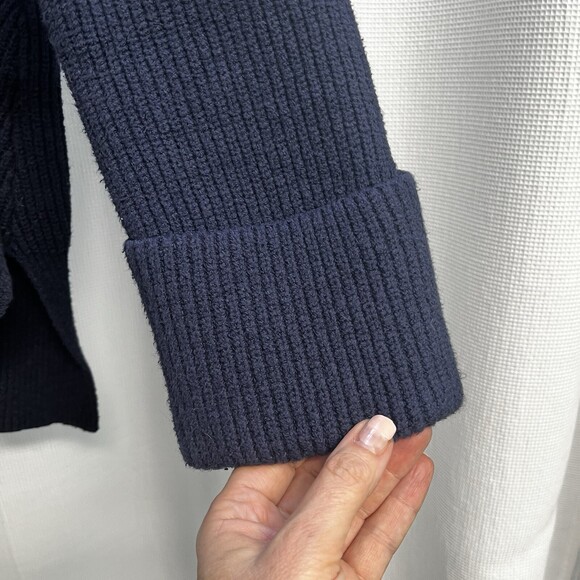 Anthropologie Women’s Blue Chunky Rib Knit Y2K Hooded Sweater Slouchy Grunge - Picture 4 of 8